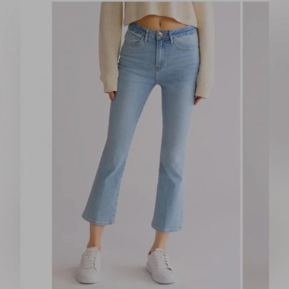 FRAME LE CROP MINI BOOT Jeans High Rise Stretch In Integrity Wash Size 31 NWOT